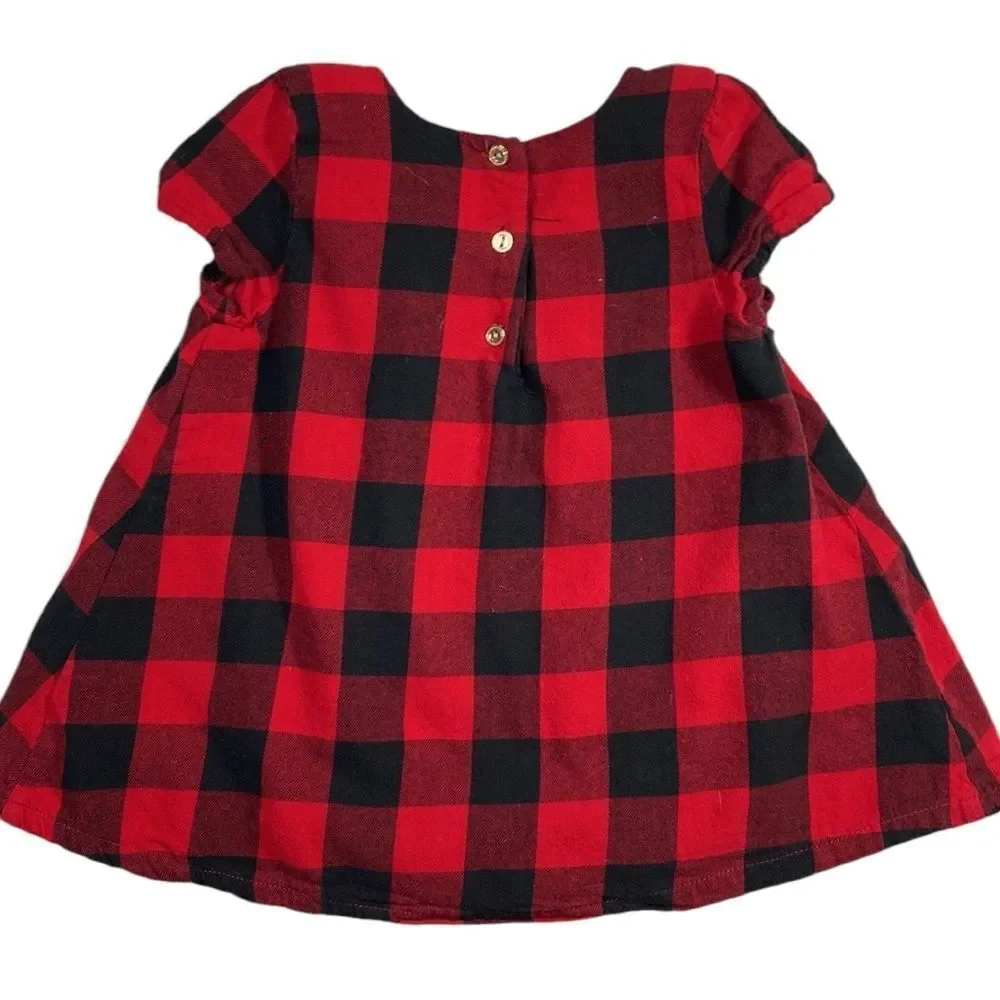 TOMMY BAHAMA Flannel Buffalo Check Velvet Bow Dress